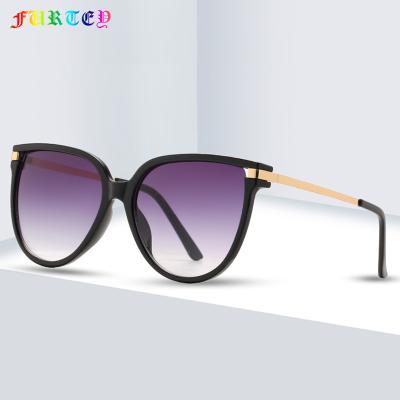 China Fashion Sunglasses Shape Cat Eye Sunglasses Trend Big Frame Metal Round Frame Gradient Color Sunglasses WM2113 for sale