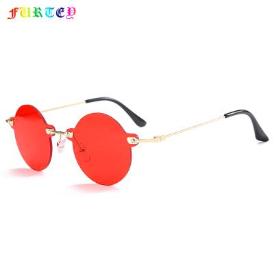 China Wholesale new style sunglasses A1313 fashion men and women cheap small round frame sunglasses round frameless sunglasses for sale