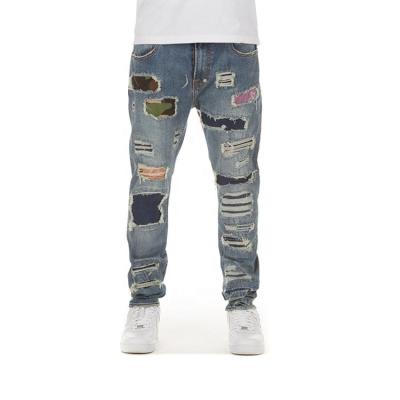 China Factory Direct Sales Breathable Ripped Patch Used Denim Pants Plus Size Mens Jeans for sale