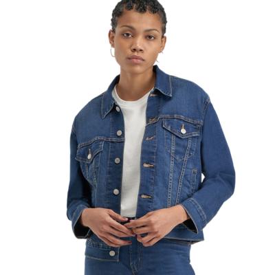 China Fashion Reversible Women's Turn Down Collar Sleeve Length Lattice Coat Friend Style Denim Women's Jackets for sale