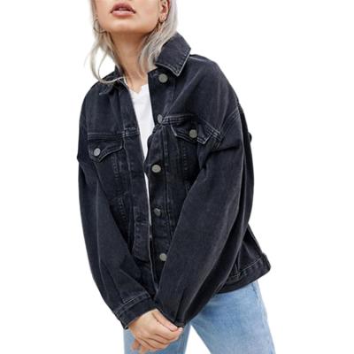 China Wholesale Custom Stitched Denim Coat Black Lattice Shoulder Drop Style Bike Friend Jacket for sale