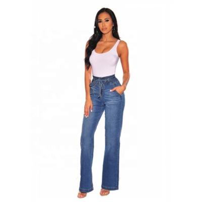 China The other factory denim with high waist, wide leg and stretched hip waistband in the spring of women's skinny jeans for sale