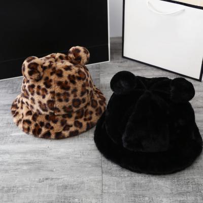 China COMMON Korean edition plush female warm fisherman hat basin leopard printing autumn and winter warm hat for sale