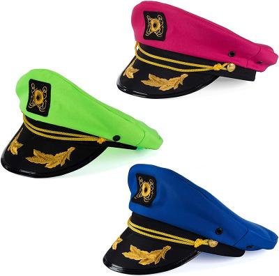 China Checked Yacht Captain Hat For Mens Womens Adjustable Sailor Hat Captain Hats For Party Blue Green Pink Purple for sale