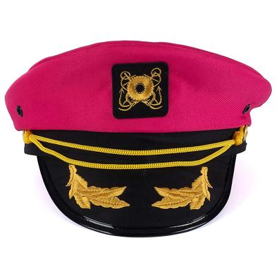 China Rose Logo Brim Adjustable Embroidered Hand Checked - Woven Breathable Hat Rope Sailor Hat Party Captain Hat for sale