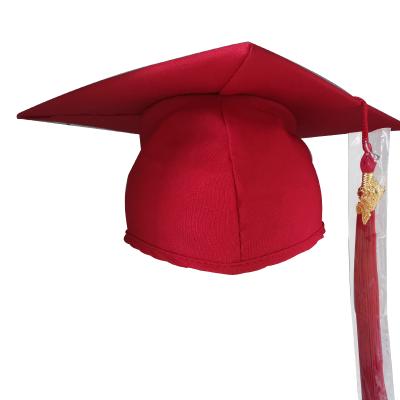 China 2021 Red Graduation Season Polyester Tassel Graduation Ceremony School Float Cap College Graduation Hat for sale