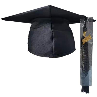 China 2021 Vintage Black Tassel Graduation Season 100% Polyester Graduation Doctor Hat Tutor Bachelor Unisex Hat With Tassel for sale