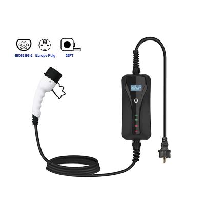 China European Chargre EVSE IEC 62196 Portable EV Charger Schuko To Type - 2 EV Adapter Charging Cable 16 A for sale