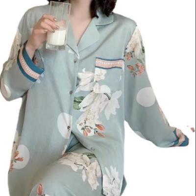 China QUICK DRY cheap couples silk pajamas set cute band-printed kids girl sleepwear set long sleeve satin patterned pajamas for sale