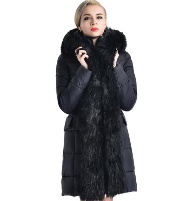 China ODM&OEM Sustainable Women's Winter Long Down Cotton-Padded Coat Thickened Overcoat With Big Fur Collar for sale