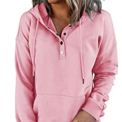 China Casual Sweater Women's QUICK DRY Drawstring Pullover Ladies Solid Color Streetwear Hoodie for sale