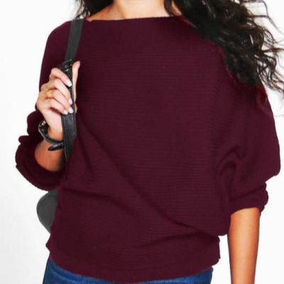 China New Women Autumn And Winter Fashionable Bat Sleeve Breathable Warm Selling Loose Knitted Sweater For Sale for sale