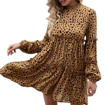 China Autumn New Ladies Dress Milk 2022 Breathable Landmark High Neck Dress Funky Side Half Long Sleeve Dress Women for sale