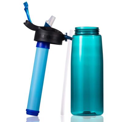 China Hot Sale Viable Amazon Survival Straw UF Free Membrane Outdoor Water Filter Bottle for sale