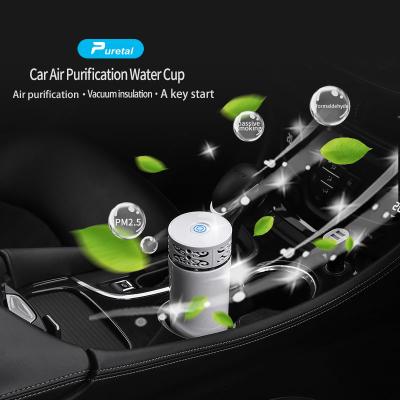 China Mini usb ionizer pm2.5 smart viable car air purifier with hepa filter water bottle for sale