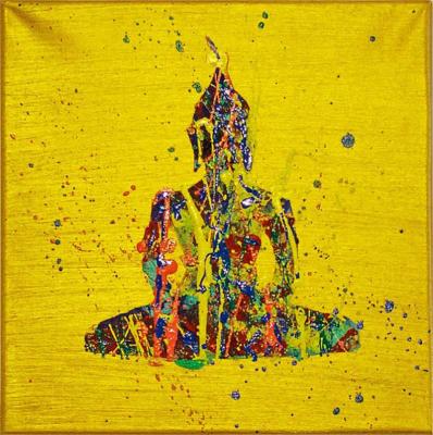 China Buddha Realistic Handmade Abstract Acrylic Oil Painting for sale