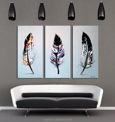 China Abstract Handmade Feather Wall Art Panel Decoration Easy Oil Painting Canvas Pictures for sale