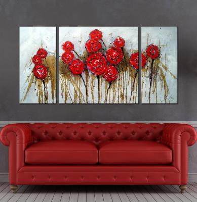 China Rose Flower Oil Painting Designs hand painted abstract with frame for sale