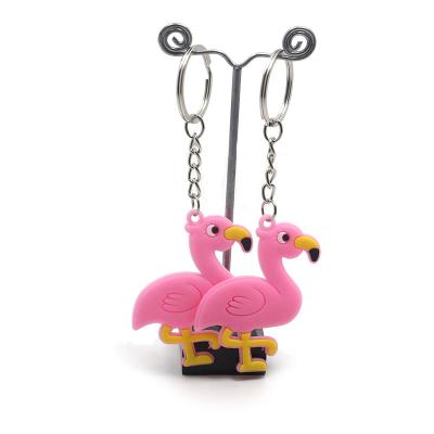 China FREE SAMPLE 2D Cartoon PVC Soft Rubber Key Chain Charms Promotional Custom Flamingo Design for sale