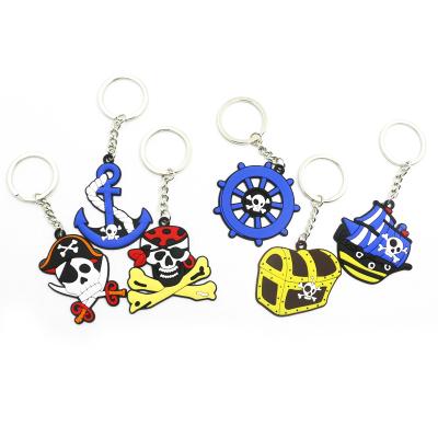 China FREE SAMPLE 2D Cartoon PVC Soft Rubber Key Chain Charms Pirate Promotional Custom Design for sale