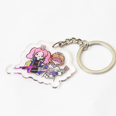 China Free Sample Acrylic Promotional Custom Double Sided Clear Acrylic Cute Cartoon Anime Key Chain Charms for sale