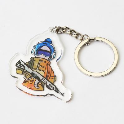 China Free Sample Acrylic Promotional Custom Double Sided Clear Acrylic Cute Cartoon Anime Key Chain Charms for sale