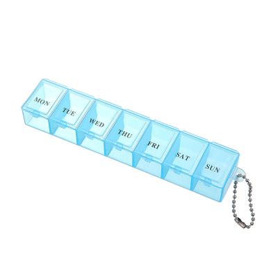 China Custom Logo Promotional Travel Plastic 7 Day Weekly Pill Organizer Case 15*3*2cm for sale