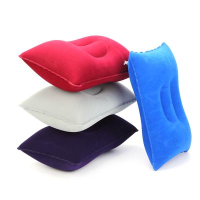 China PORTABLE Custom Logo Flocking PVC Inflatable Travel Camping Pillow For Adults for sale