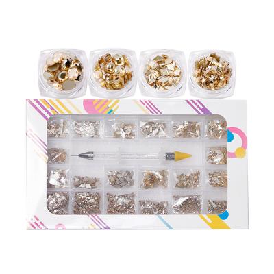 China Champagne Gold Eco-Friendly Style Best Quality Customize On Nail Diamond Rhinestones Nail Crystals Rhinestones Rhinestone Nails for sale