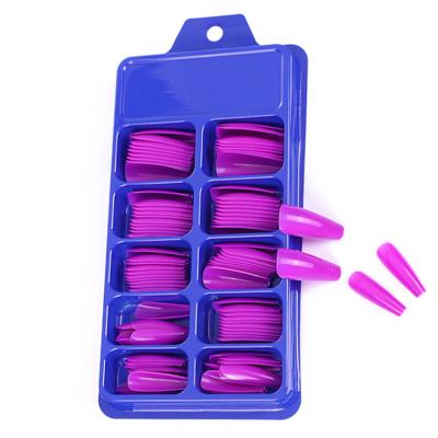 China Eco-Friendly Nails #0-#9 Material Artificial Nail Tips Fake Stiletto 100 Pcs Coffin Nail Tips Set - Purple Custom French Nail Tips for sale