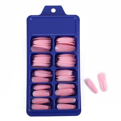 China Eco-friendly Nails #0-#9 Material Artificial Nail Tips Fake Stiletto 100 Pcs Coffin Nail Tips Set - Pink Custom Design Nail Tips for sale