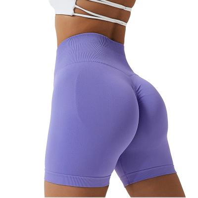 China Breathable High Waist Ribbed Breathable Sweat-wicking Gym Yoga Shorts for Women Sexy Girl In Yoga Pants Scrunch Butt Short Leggings for sale