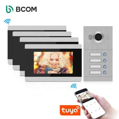 China Bcomtech 3 Unit IP Doorphone Monitor Visible Intercom Surveillance 7 Inch Door Phone Doorbell Visual Intercom for sale