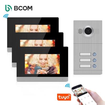 China Bcomtech Cheapest Built-in 4 Camera Villa Family Home Recording Door Phone Wired Audio Video Intercom With Keypad For Apartments for sale