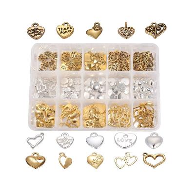 China Cute Variety of 15 Patterns DIY Heart Shaped Pendant Jewelry Accessories Handmade Alloy Materials for sale