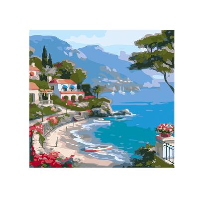 China 30x30cm Full Round Diamond Seaside Landscape DIY Diamond Painting Craft Non-Toxic Wall Painting For Room for sale