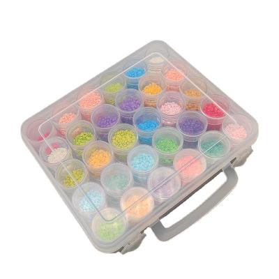 China Environmentally Friendly DIY Diamond Painting Tool Storage Bottle 64 Lattice Glass Rice Bead Handle Box Bottle Set 6g 10g Square Round for sale