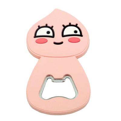 China Decoration Customized Creative 2D Bottle Opener Beer Fridge Magnet PVC Cartoon Rubber Soft Bottle Opener for sale