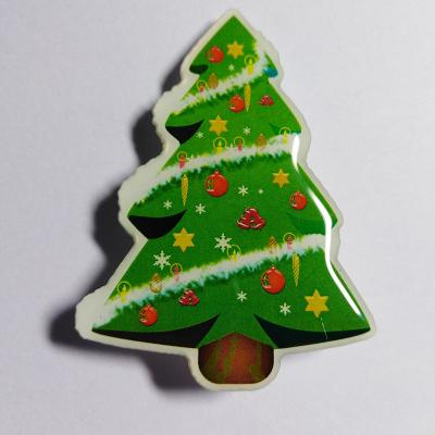 China Customized Flashing LED Christmas Tree LED Light Badge With Pictures Acrylic Halloween LED Badge Light Flashing Badge for sale