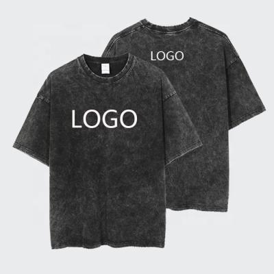 China OEM Logo Classic Vintage Premium Quality Breathable Men's T-shirt Black White Washed Cotton 220g High Quality T-shirt Men's Top Tee for sale