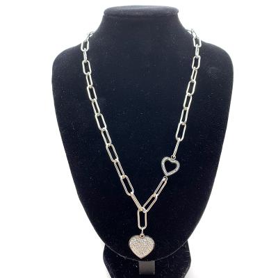 China 2021 Environmentally Friendly New WholesaleHeart Silver Chain Pendant Of Stainless Steel With Crystal Necklace Jewelry for sale