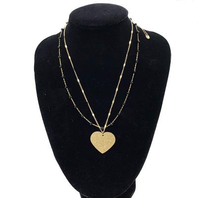 China 2022 New Environmentally Friendly Hip Hop Stainless Steel Gold Bead Chain Stock Heart Pendant Necklace Jewelry for sale