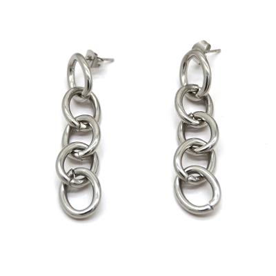 China Wholesale Environmentally Friendly Stainless Steel Silver Color Custom Twist Jewelry Chain Link Earring for sale