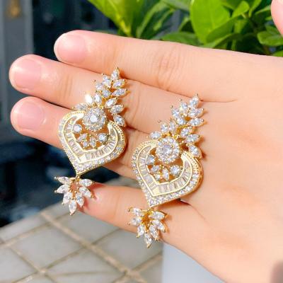 China Factory Quality Vintage Jewelry Real Environmental Friendly Gold Plated Zircon Earrings for sale