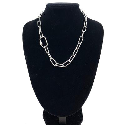 China Environmental Friendly Fashionable Silver Stainless Steel Custom Jewelry Filled Square Shape Handmade Hollow Chain Necklace for sale