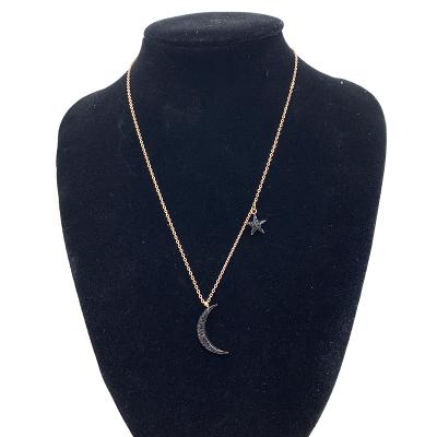 China New Design Environmentally Friendly Silver Star Link Chain Stainless Steel Moon Women Pendant Necklace for sale