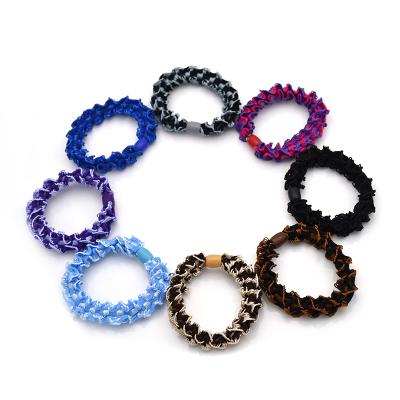 China Environmental Friendly Random Mix Colors New High Quality Stock Multi Colors Soft Polyester Rubber Hair Band Accessories For Women for sale