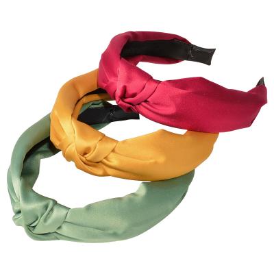 China 2022 Wholesale Environmentally Friendly Fashionable Solid Knotted Silk Hair Bands For Women Hair Accessories for sale