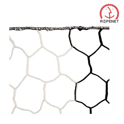 China Two tone football nets have alternating hexagonal two color football net and sport net for sale