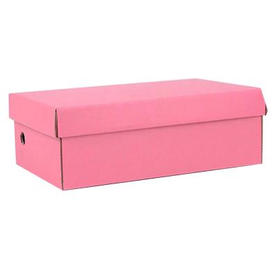 China Custom Recyclable Pink Luxury Paper Cardboard Packing Boxes Shoes Folding Corrugated Cardboard Package Box Shipping for sale